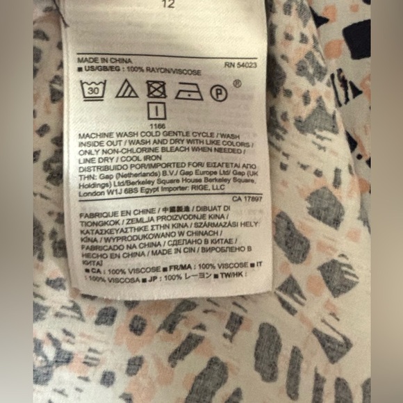 NWOT Banana Republic shift white with navy /light orange pattern dress 3/4 sleev - Picture 4 of 6